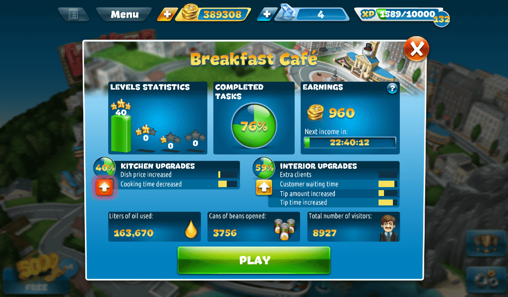 what is the additional client update in cooking fever sports bar?