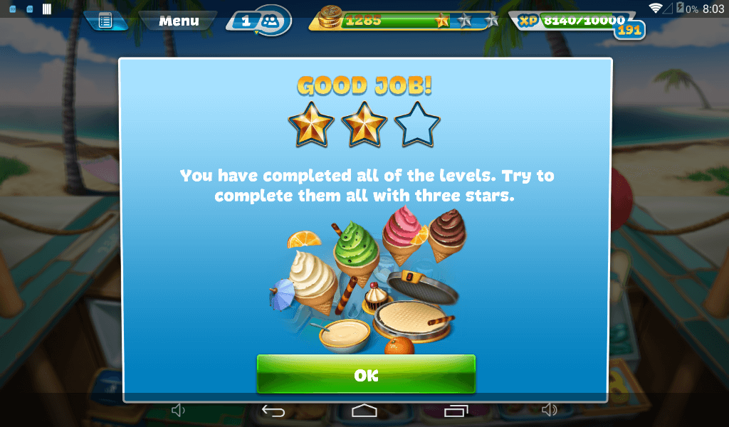 Cooking Fever Ice Cream Bar Two Stars