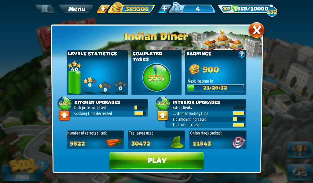cooking-fever-indian-diner-status-screen