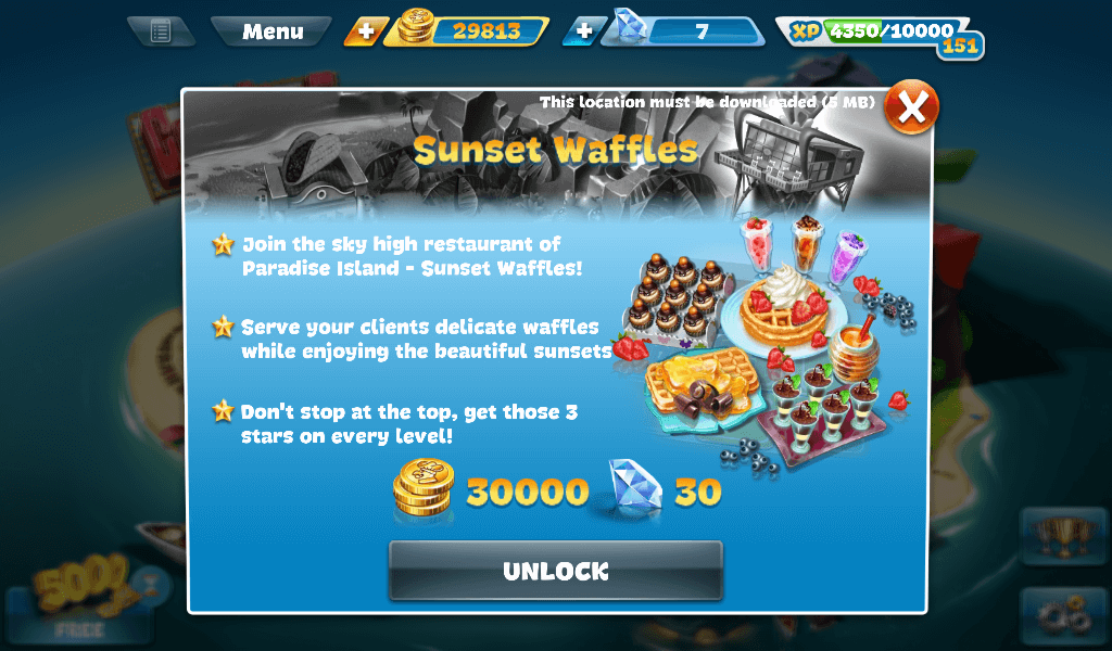 Cooking Fever - Sunset Waffles Available